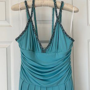 Jessica McClintok Aqua Evening Gown - size 10